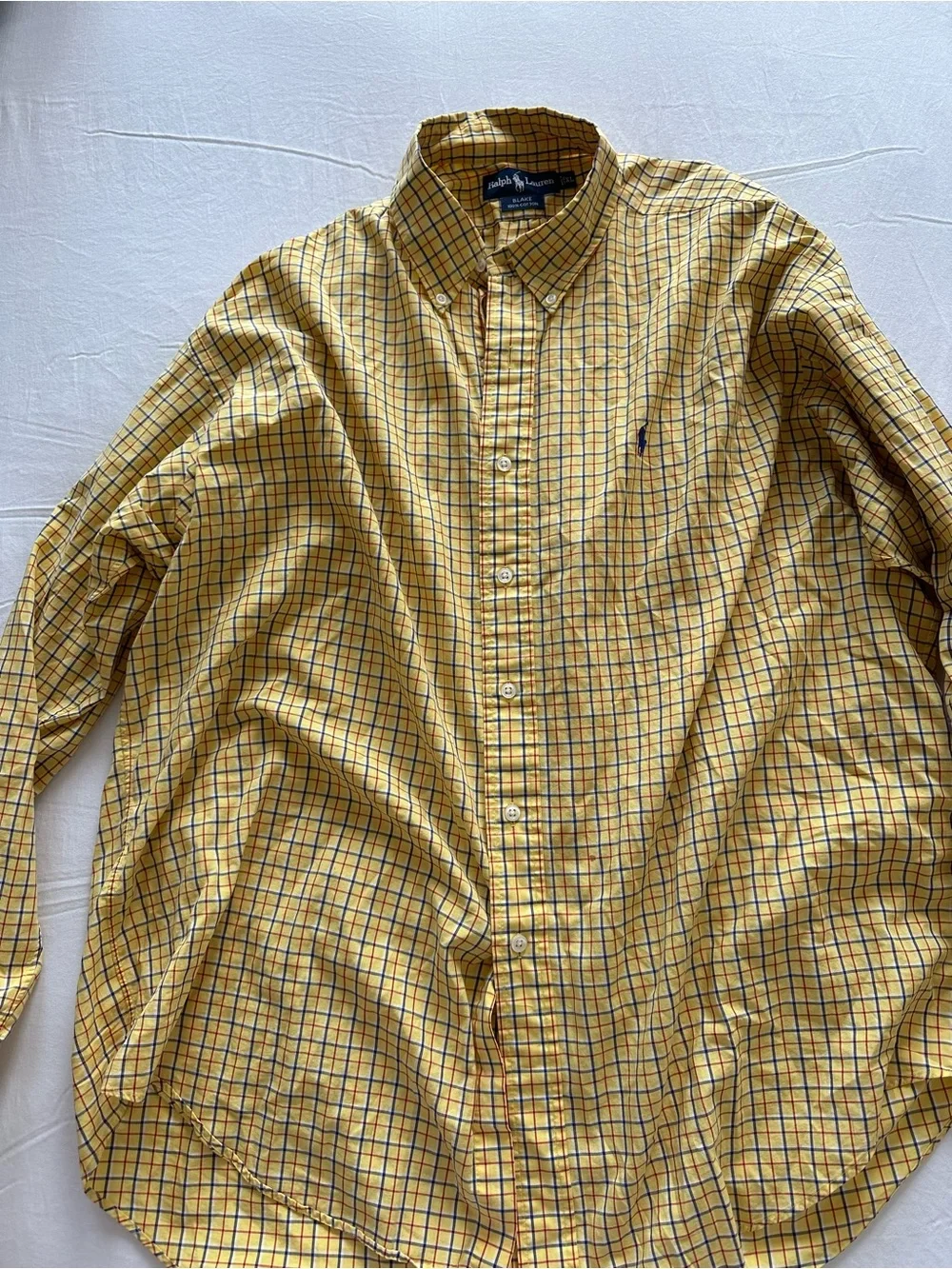 Ralph Lauren Yellow & Navy Plaid Button-Down Shirt